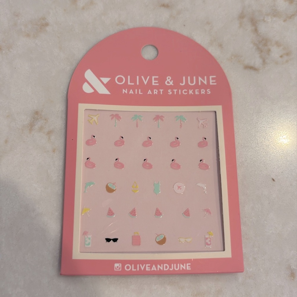 Olive & June nail art stickers summer-palm trees, flamingos, watermelon cocktail